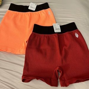 Ribbed High-Waist RED Shorts Only No Tags